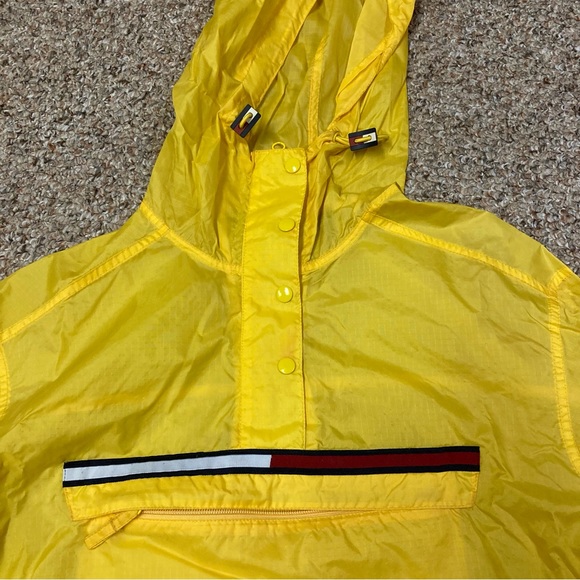 OG 90’s Tommy Hilfiger Windbreaker Yellow Raincoat sz Large color block big logo - Picture 2 of 5